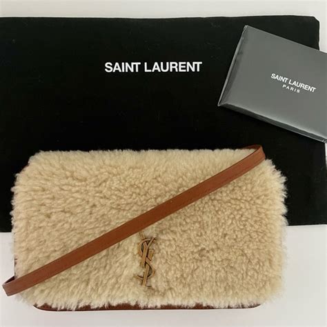 ysl shearling phone bag